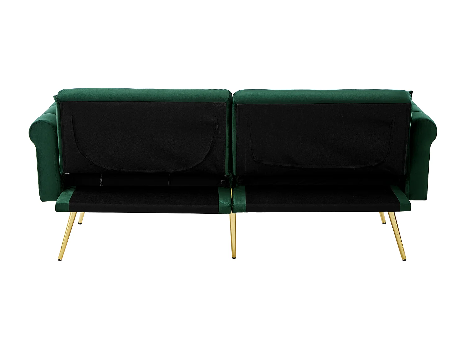 Canapé-lit 2 places moderne, 173 x 75 x 70, clic clac, dossier réglable sur 3 niveaux, Velours vert vintage