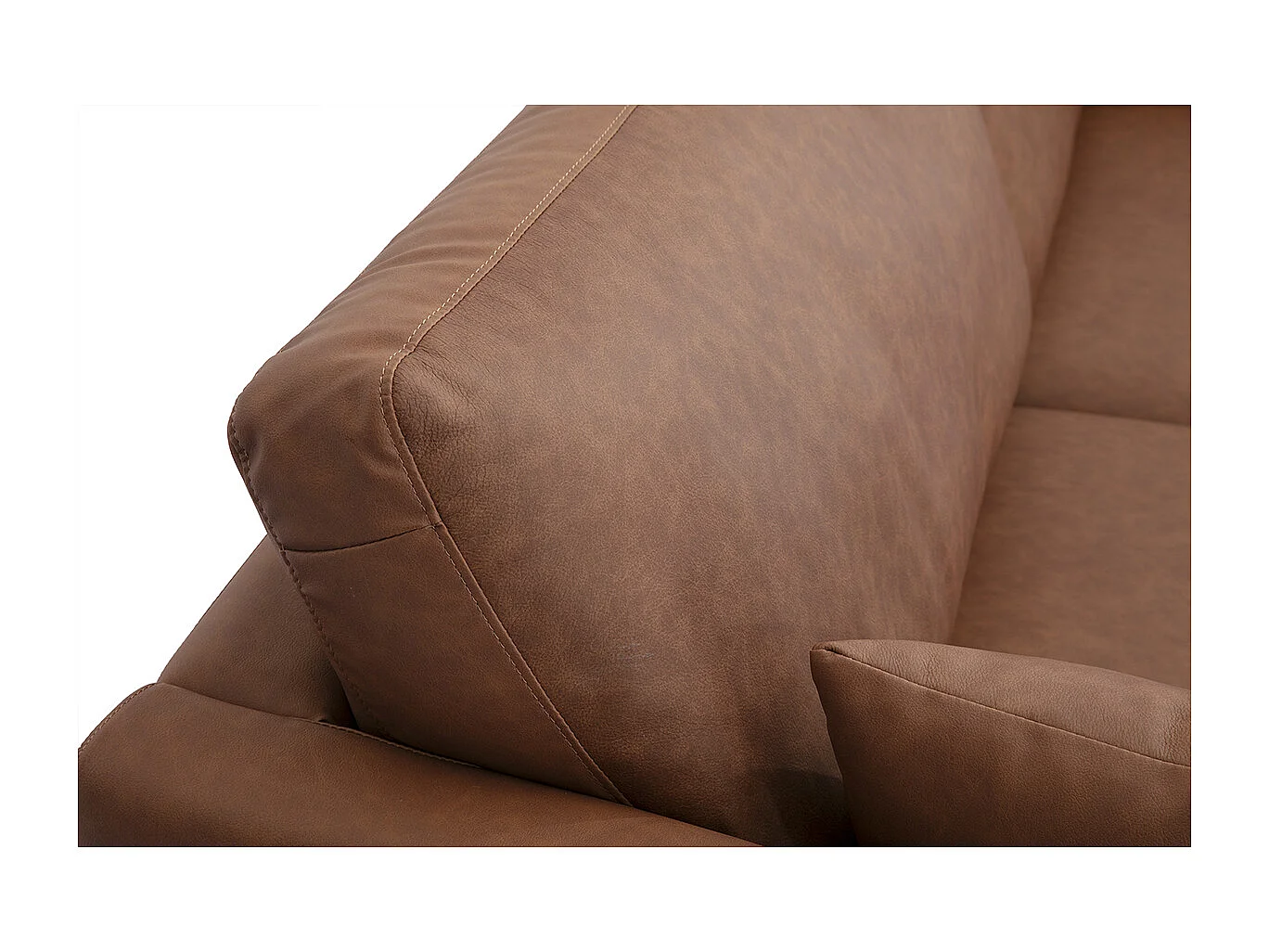 Vintage Ledersofa 3-Sitzer braun und dunkles Holz DAVEN