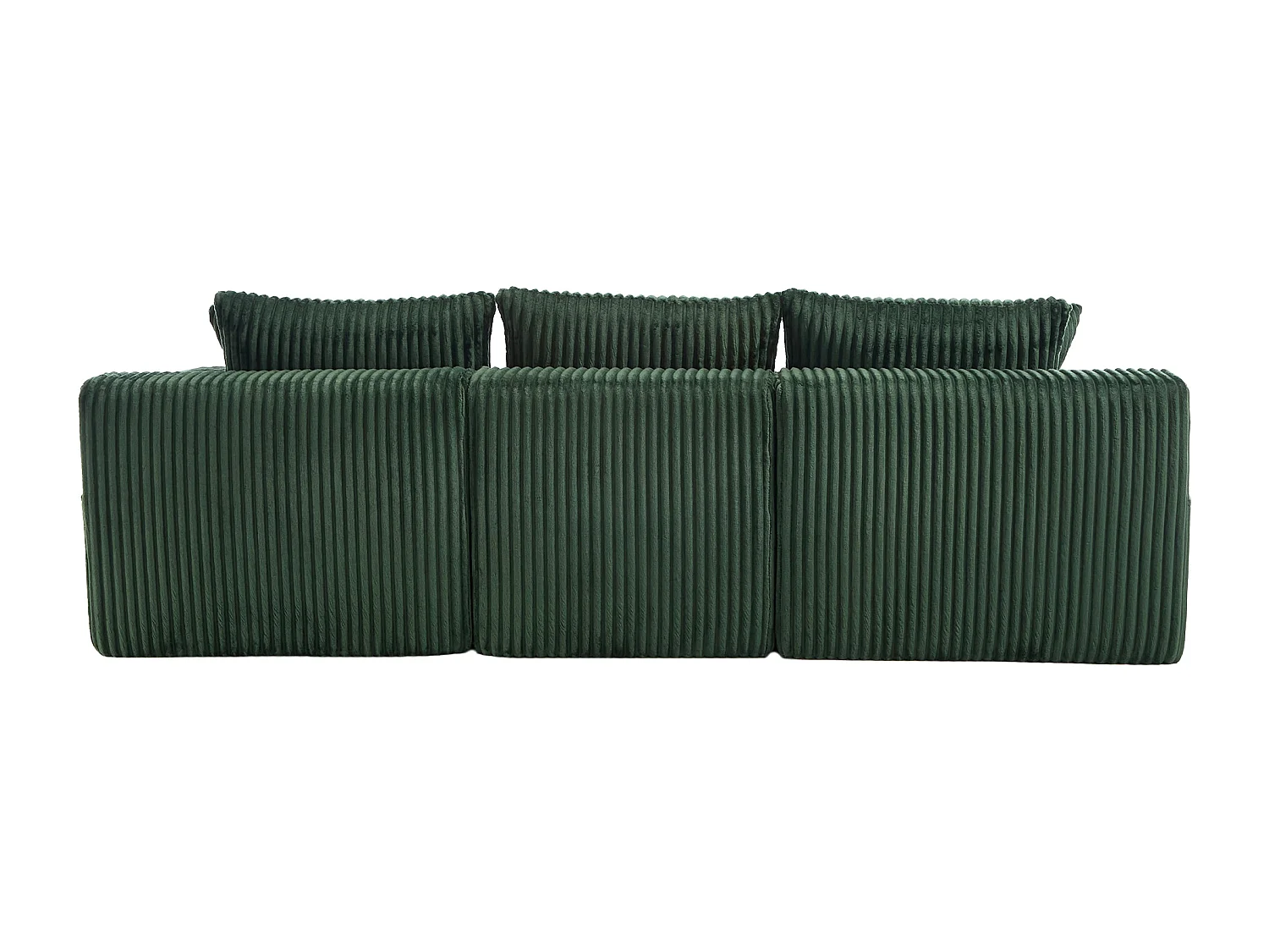 Canapé d'angle 3 places, 257 x 160 x 62, rangement, pour salon, appartement et studio, Corduroy Vert émeraude