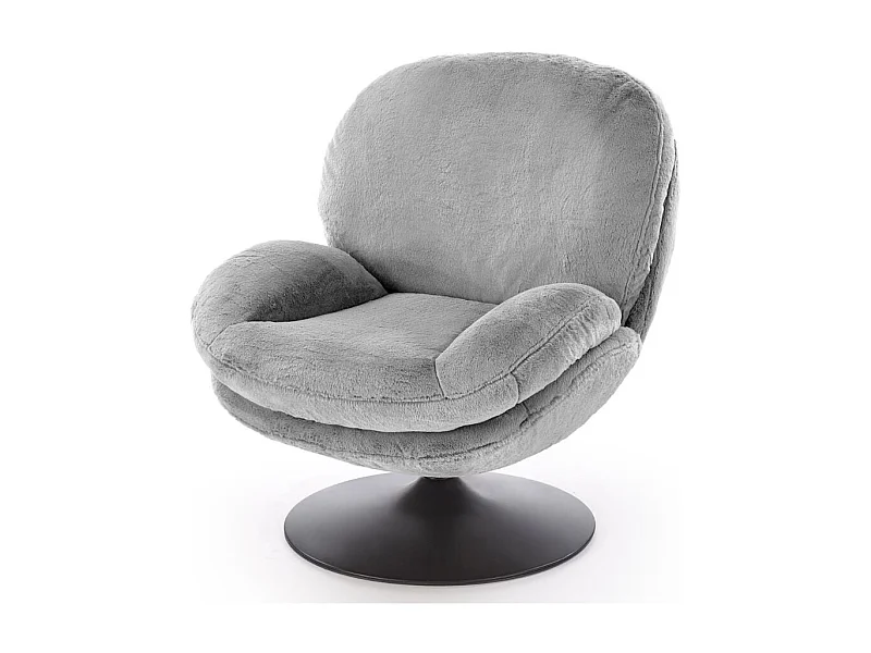 Fauteuil rembourré gris en tissu avec piètement pivotant MARIA