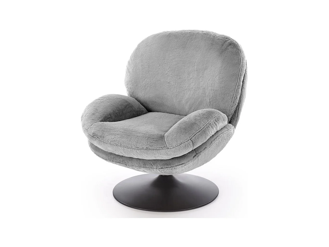 Fauteuil rembourré gris en tissu avec piètement pivotant MARIA