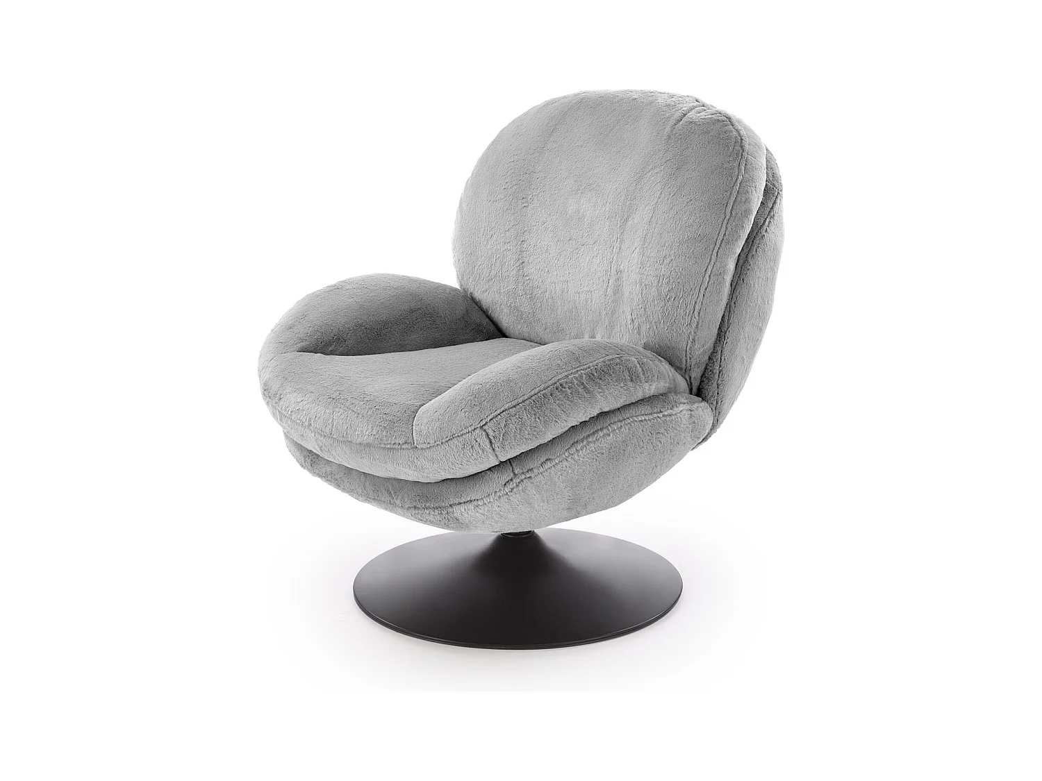 Fauteuil rembourré gris en tissu avec piètement pivotant MARIA