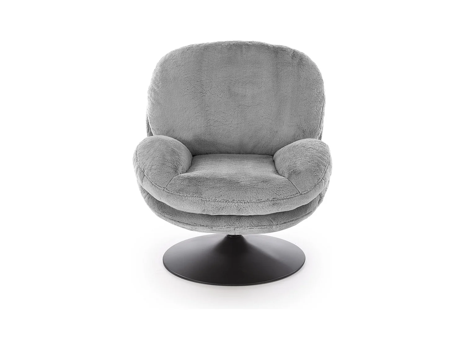 Fauteuil rembourré gris en tissu avec piètement pivotant MARIA