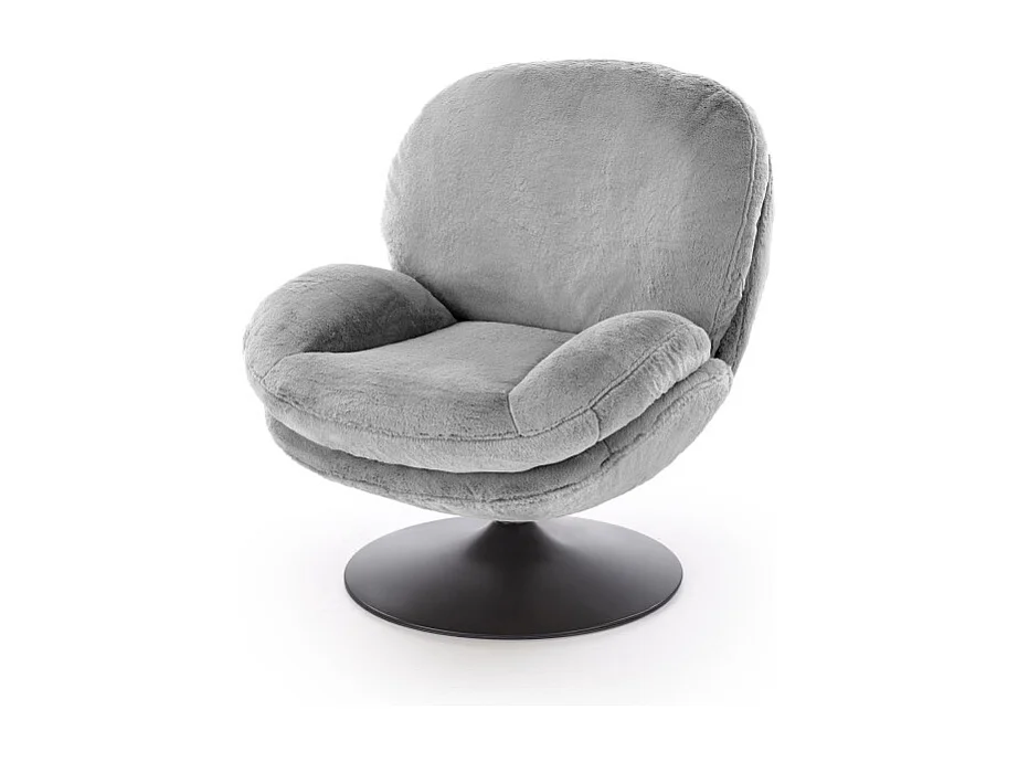 Fauteuil rembourré gris en tissu avec piètement pivotant MARIA
