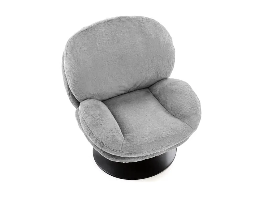 Fauteuil rembourré gris en tissu avec piètement pivotant MARIA