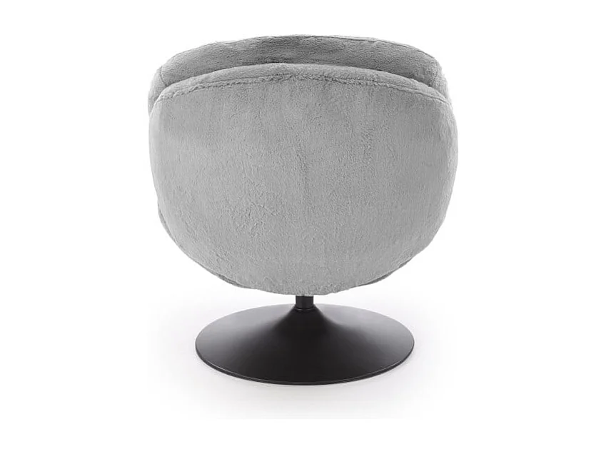 Fauteuil rembourré gris en tissu avec piètement pivotant MARIA