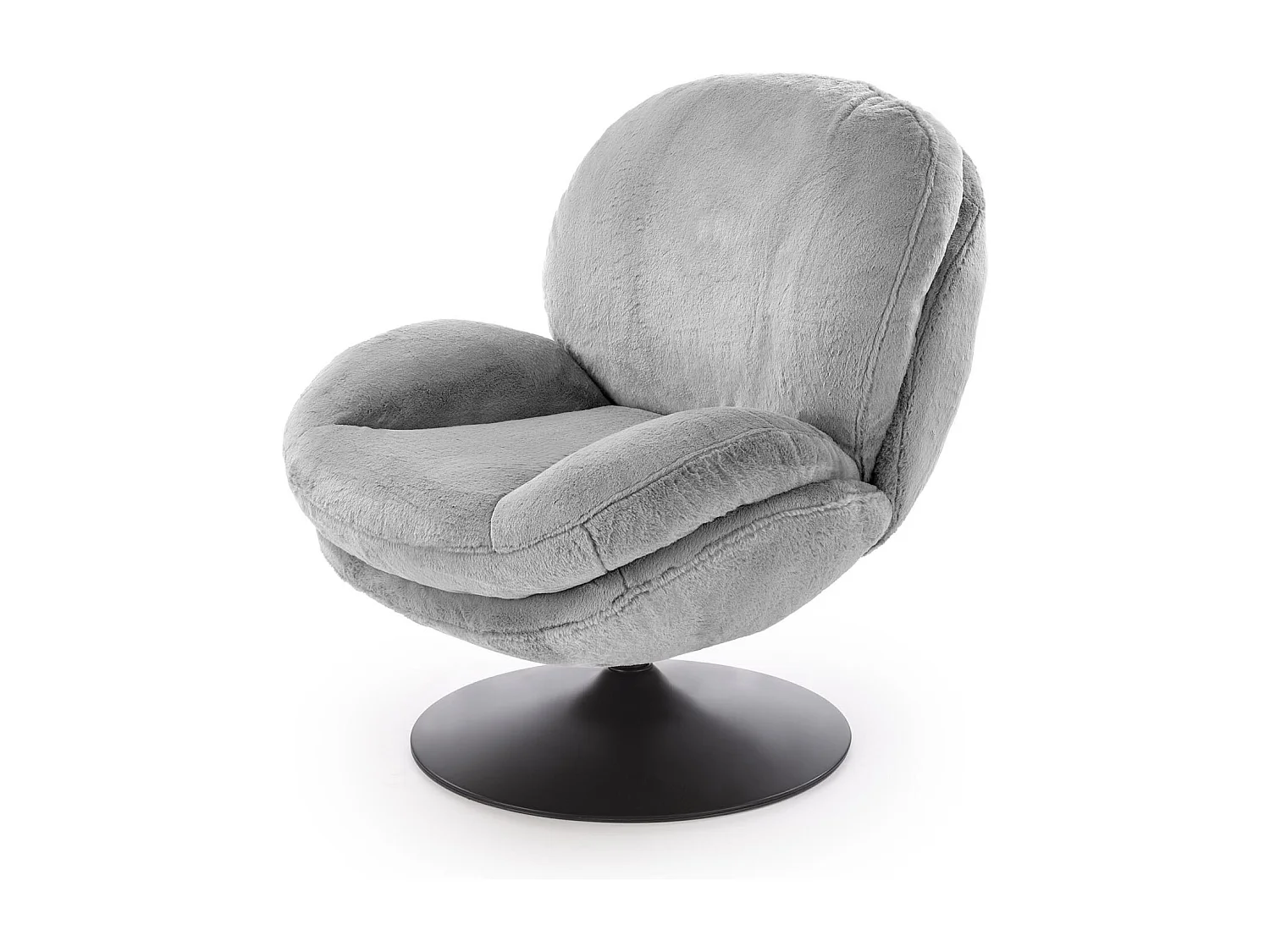 Fauteuil rembourré gris en tissu avec piètement pivotant MARIA