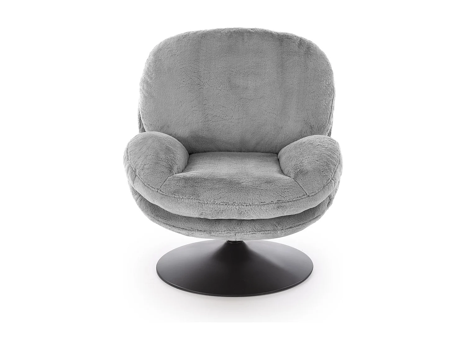 Fauteuil rembourré gris en tissu avec piètement pivotant MARIA
