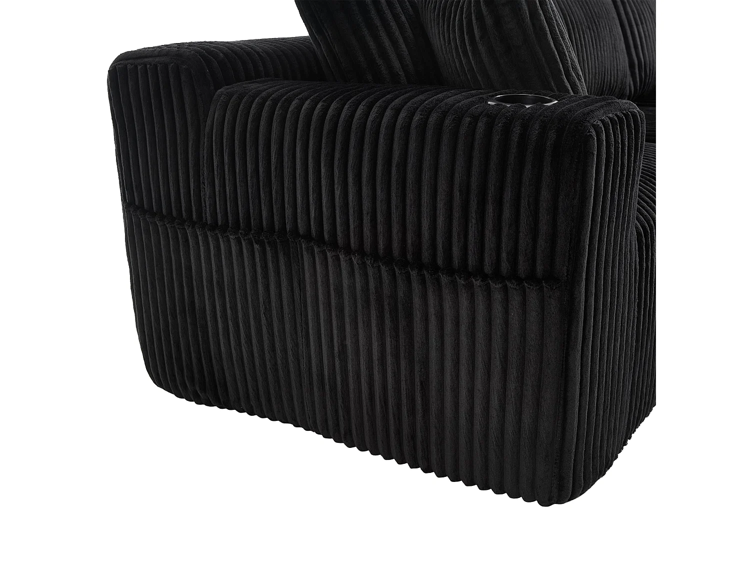 Canapé d'angle 3 places, 257 x 160 x 62, rangement, pour salon, appartement et studio, Corduroy noir