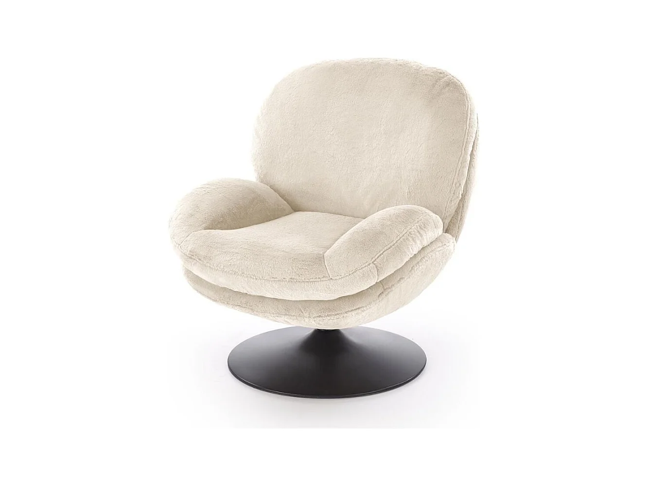 Fauteuil pivotant crème avec socle en métal MARIA