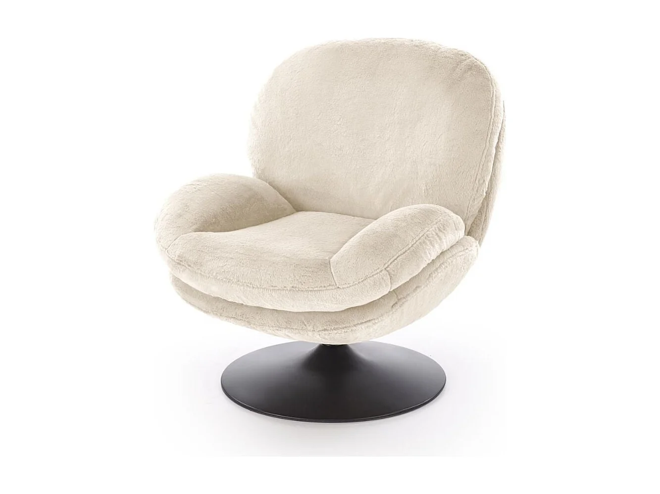 Fauteuil pivotant crème avec socle en métal MARIA