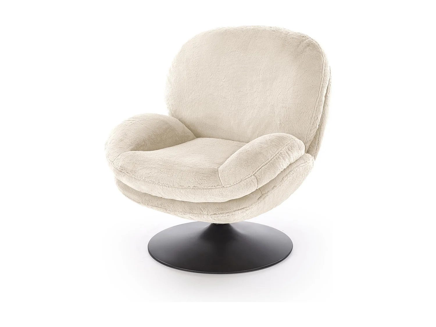 Fauteuil pivotant crème avec socle en métal MARIA