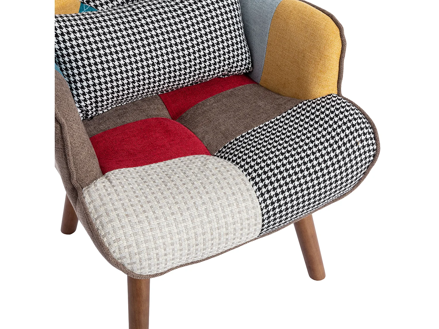 Fauteuil droit avec repose-pieds, avec dossier haut, appui-tête et coussin lombaire peluche, multicolore