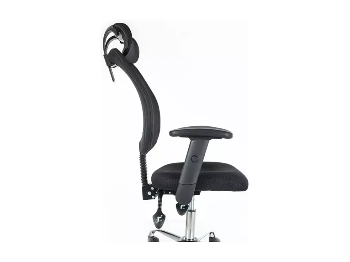 Chaise de bureau à roulette et pivotante ergonomique noir, pieds gris argent LORIX