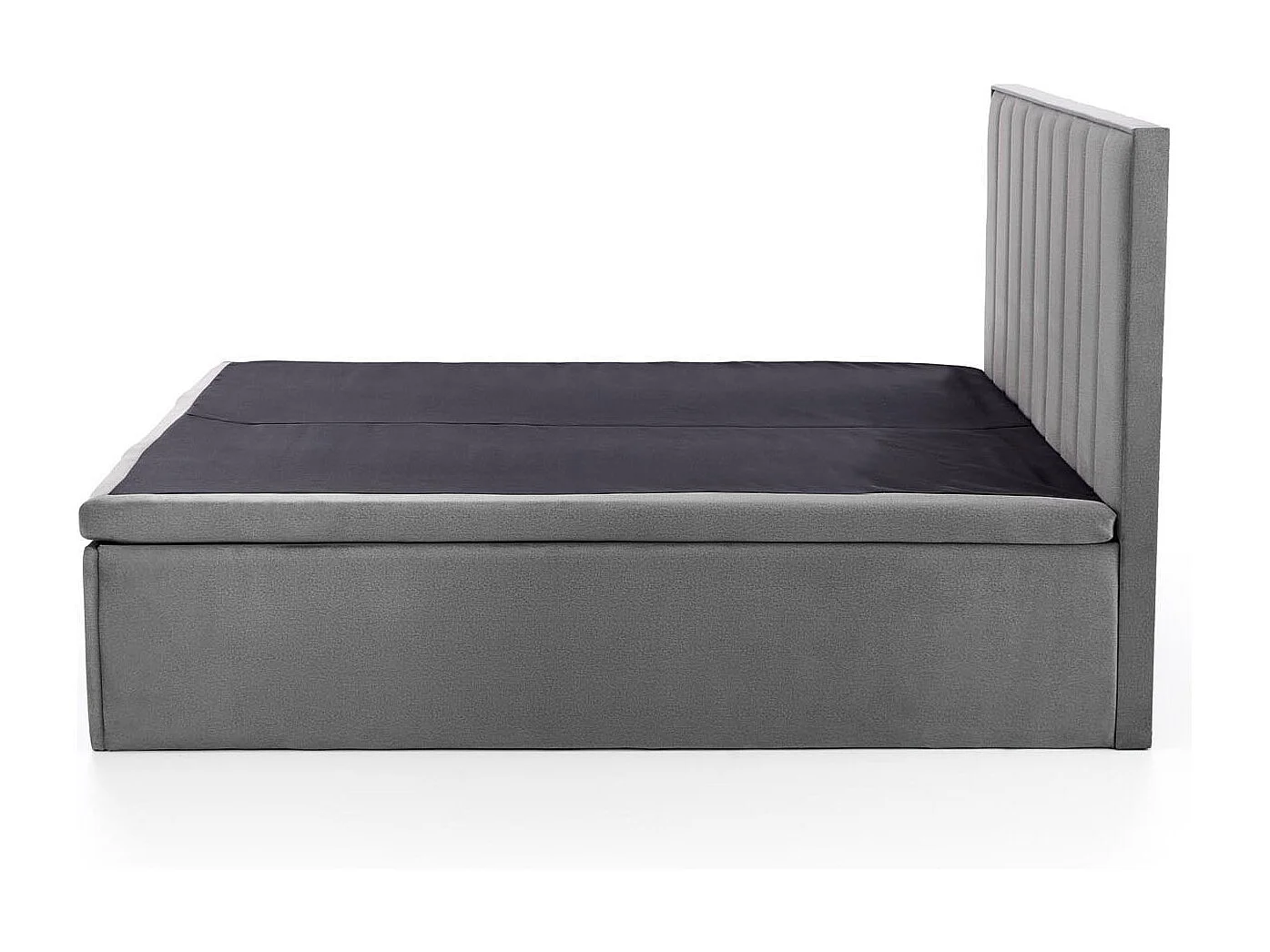 Lit en tissu gris 160 x 200 avec tête de lit et coffre de rangement Peony