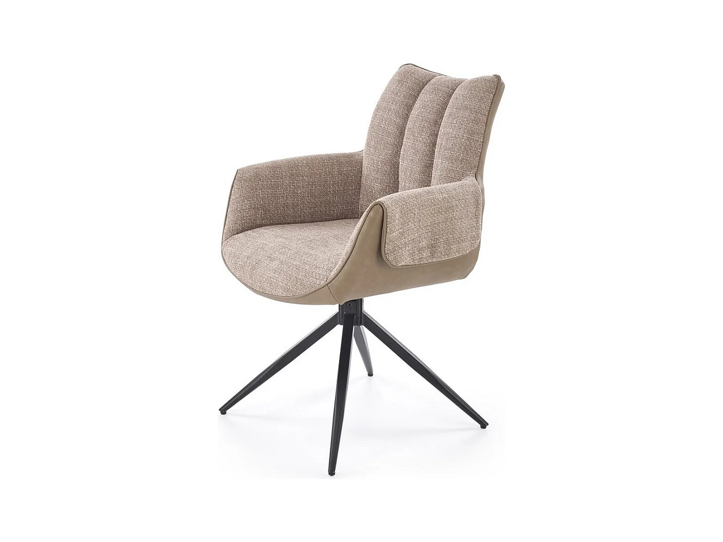 Silla giratoria de diseño, ecopiel y tejido marrón LUDMILA