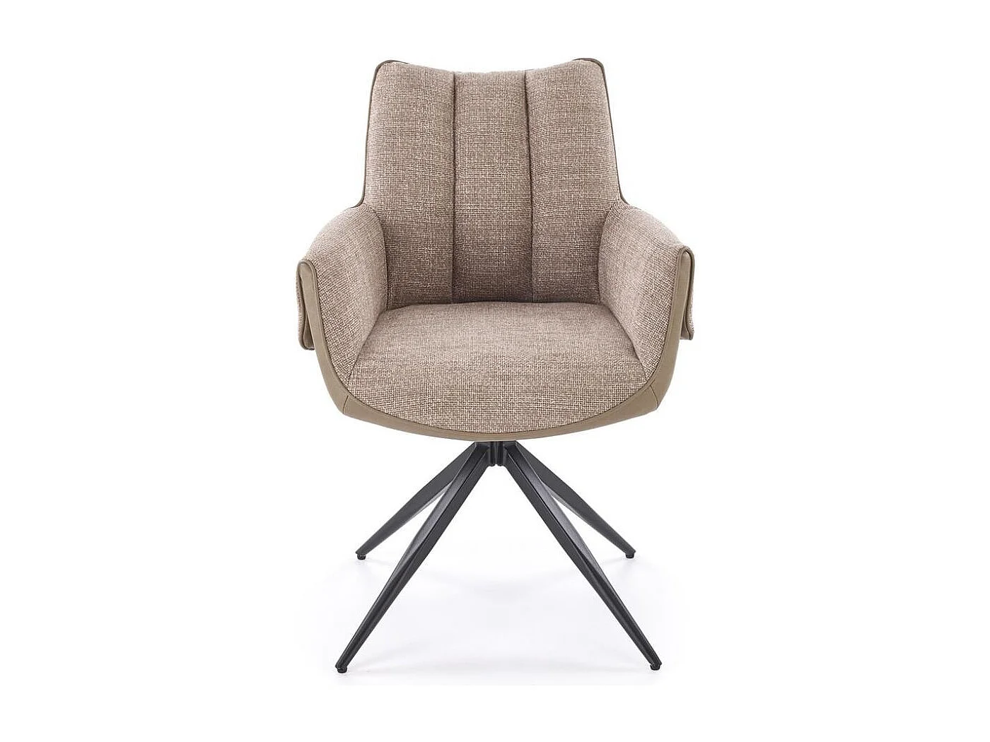 Silla giratoria de diseño, ecopiel y tejido marrón LUDMILA