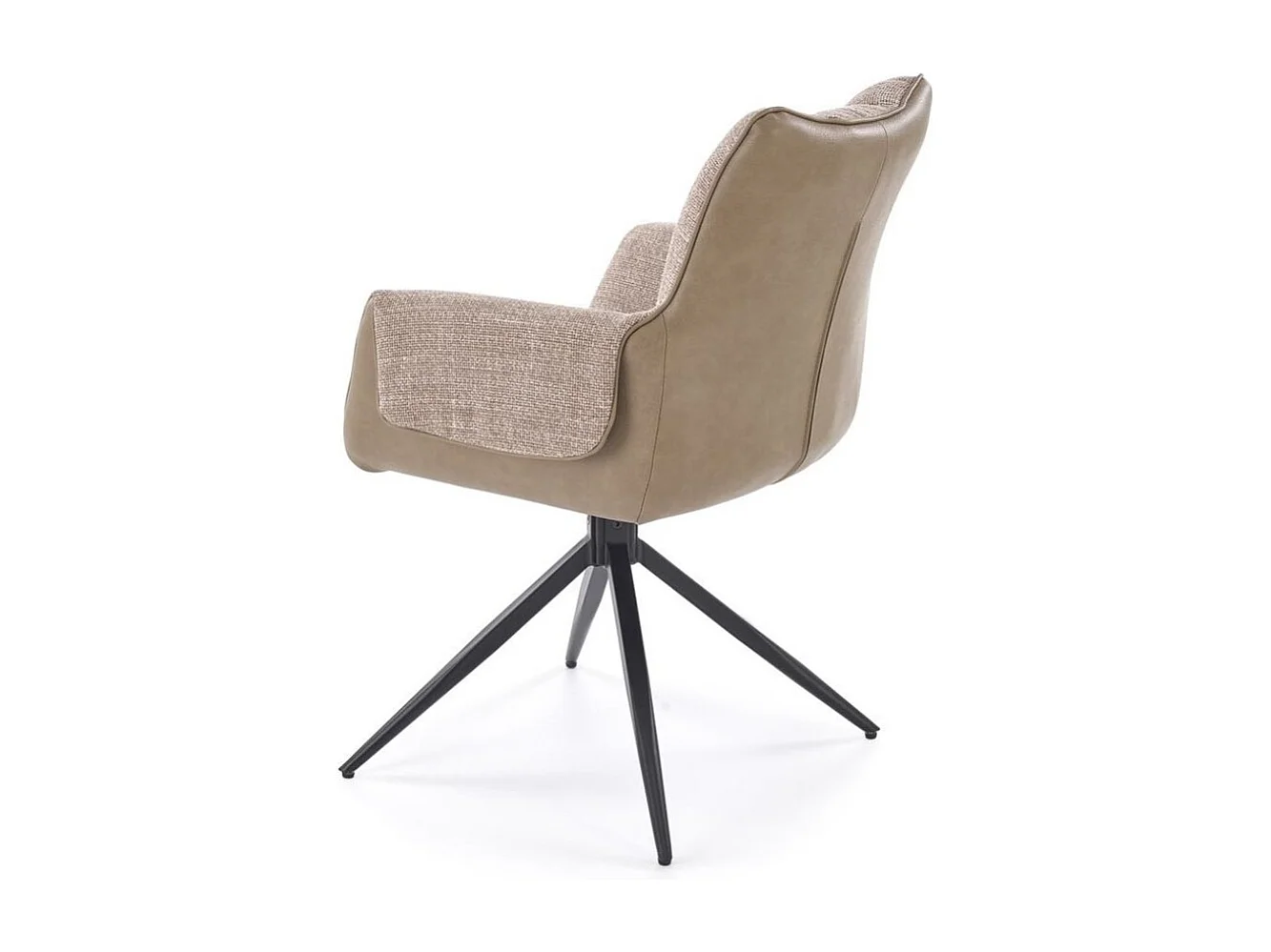 Silla giratoria de diseño, ecopiel y tejido marrón LUDMILA