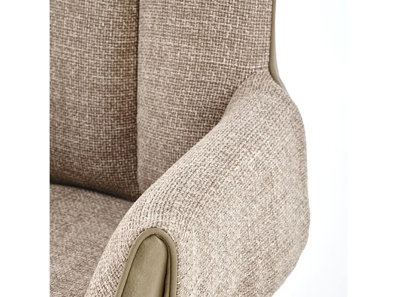 Silla giratoria de diseño, ecopiel y tejido marrón LUDMILA