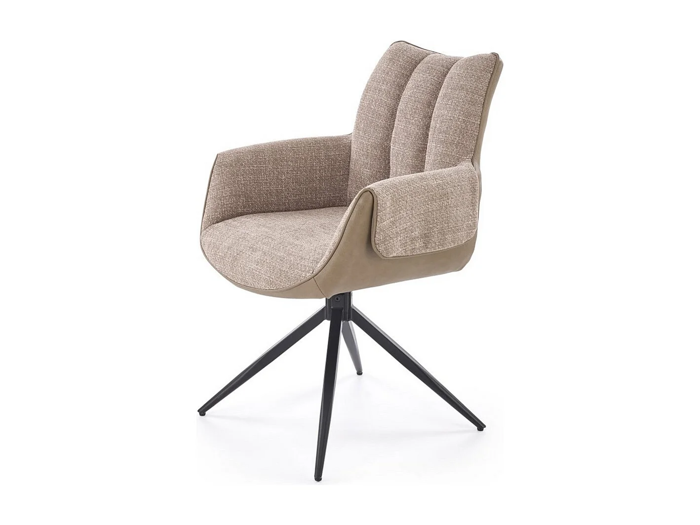 Chaise design pivotante, éco-cuir et tissu marron LUDMILA