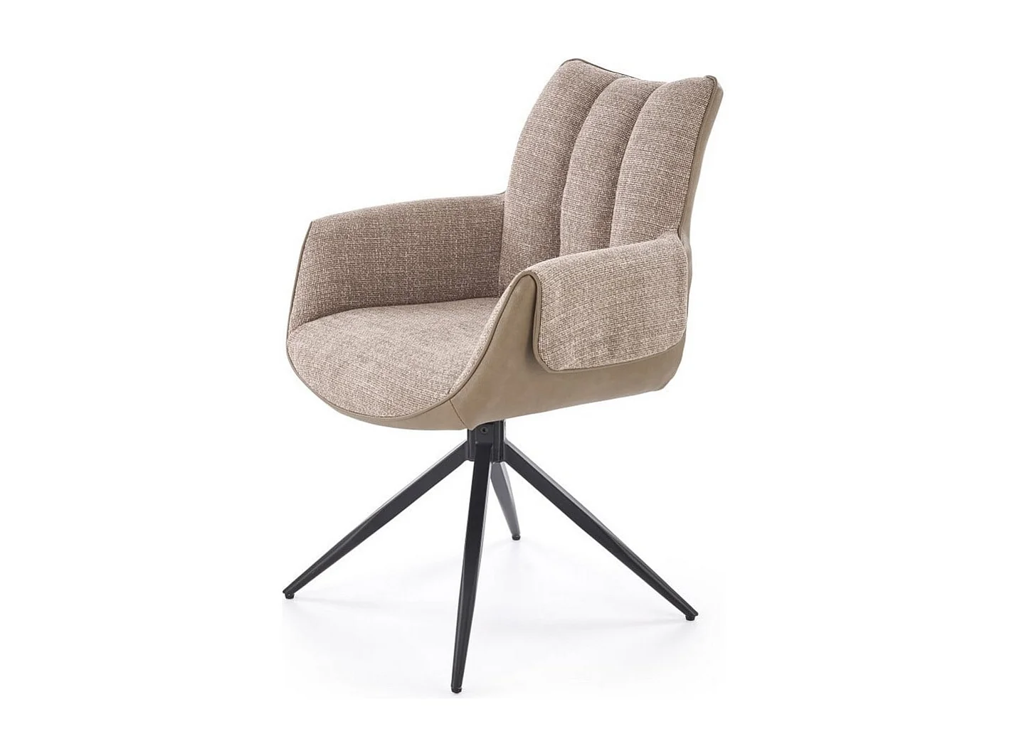 Chaise design pivotante, éco-cuir et tissu marron LUDMILA