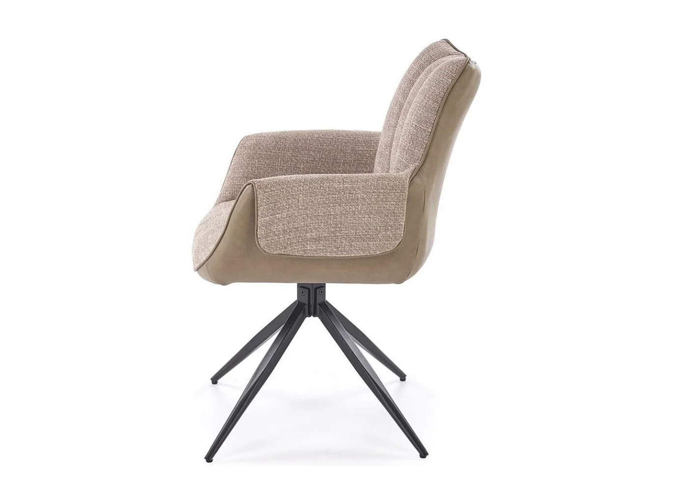 Chaise design pivotante, éco-cuir et tissu marron LUDMILA