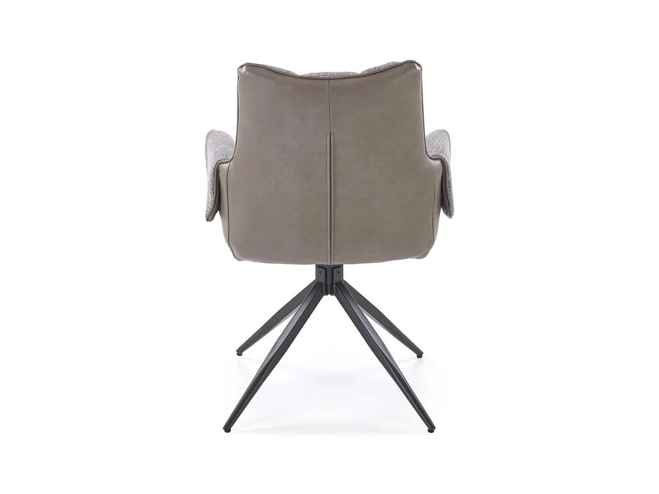 Silla giratoria de diseño gris, tela y ecopiel, base de metal negro LUDMILA