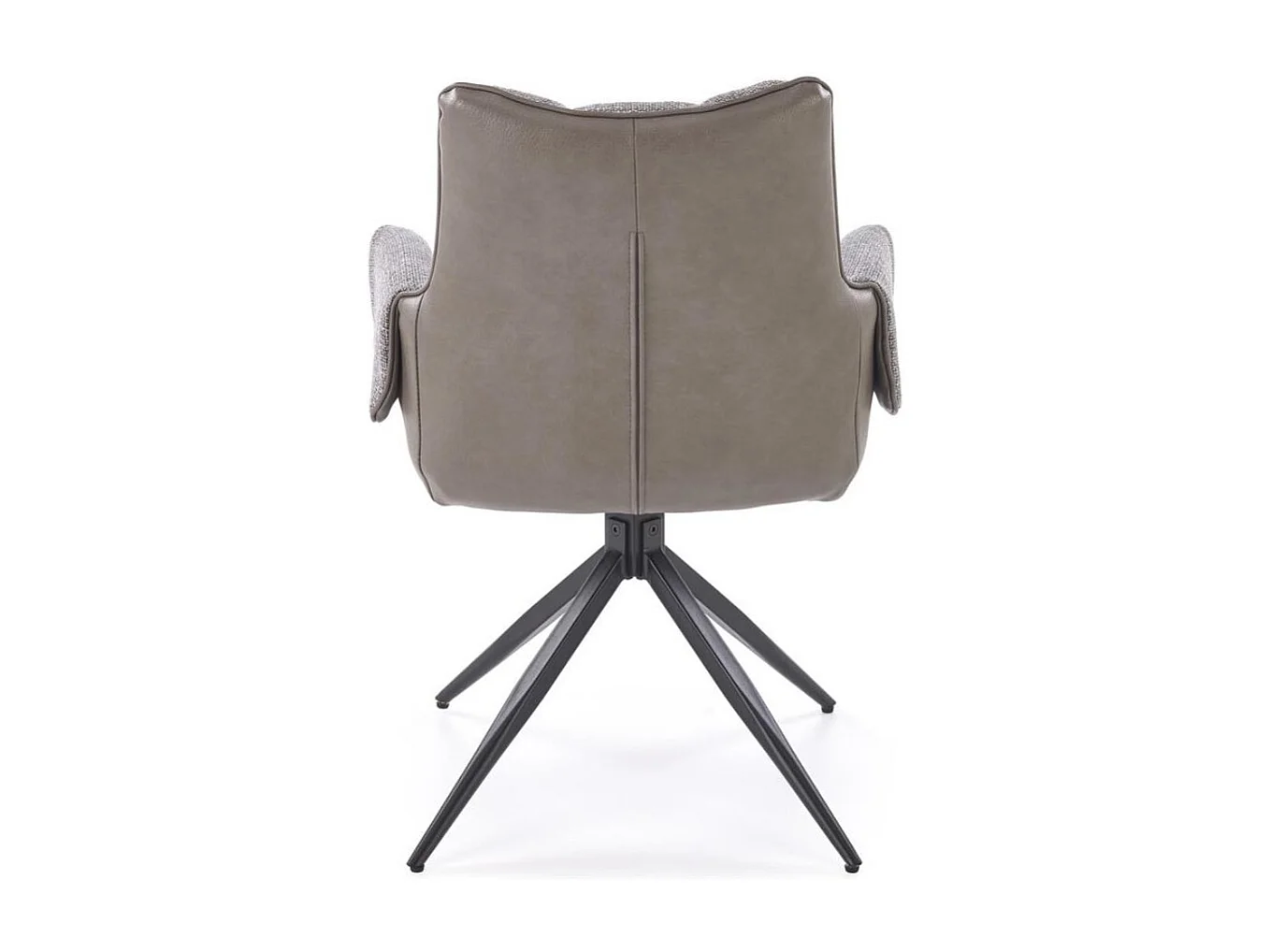 Chaise grise pivotante design, tissu et éco-cuir, pied métal noir LUDMILA