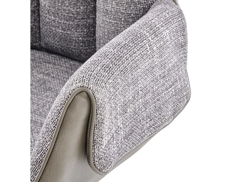 Chaise grise pivotante design, tissu et éco-cuir, pied métal noir LUDMILA