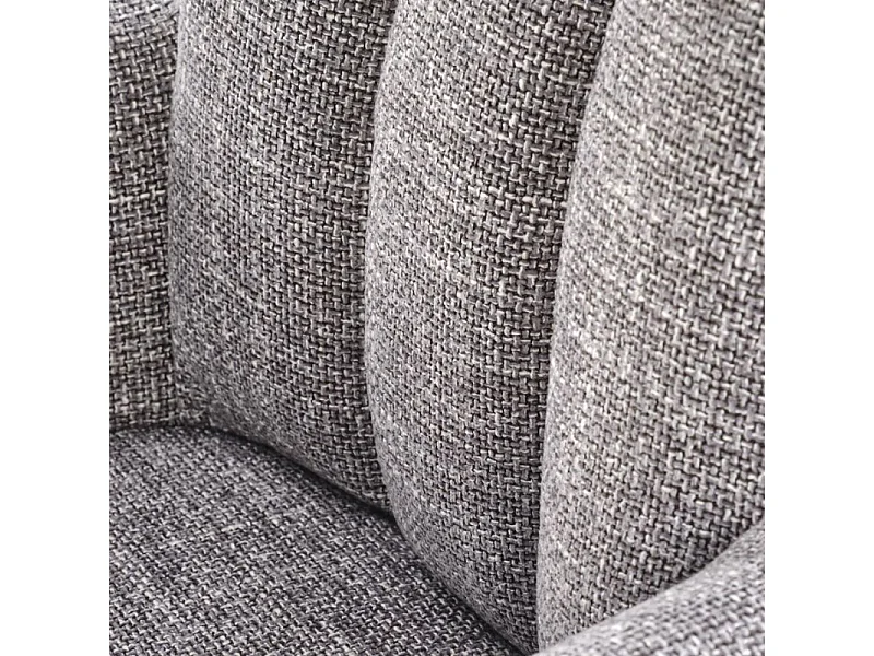 Chaise grise pivotante design, tissu et éco-cuir, pied métal noir LUDMILA