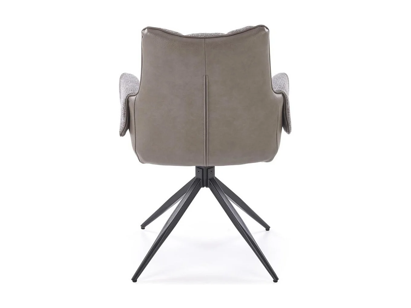 Chaise grise pivotante design, tissu et éco-cuir, pied métal noir LUDMILA