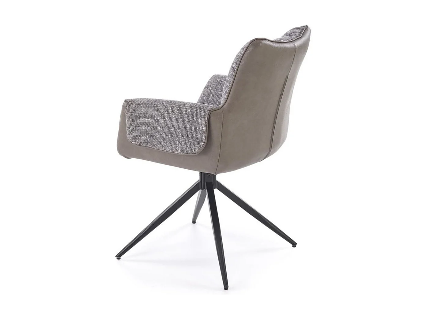 Chaise grise pivotante design, tissu et éco-cuir, pied métal noir LUDMILA