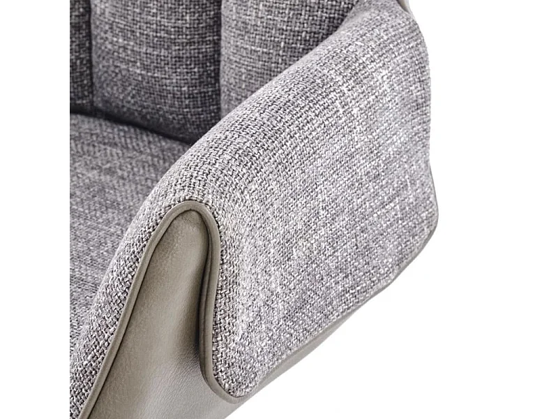 Chaise grise pivotante design, tissu et éco-cuir, pied métal noir LUDMILA