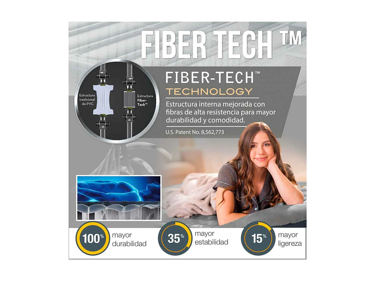 Colchón hinchable Dura-Beam Standard Single High Twin con bomba azul 25x99x191 cm