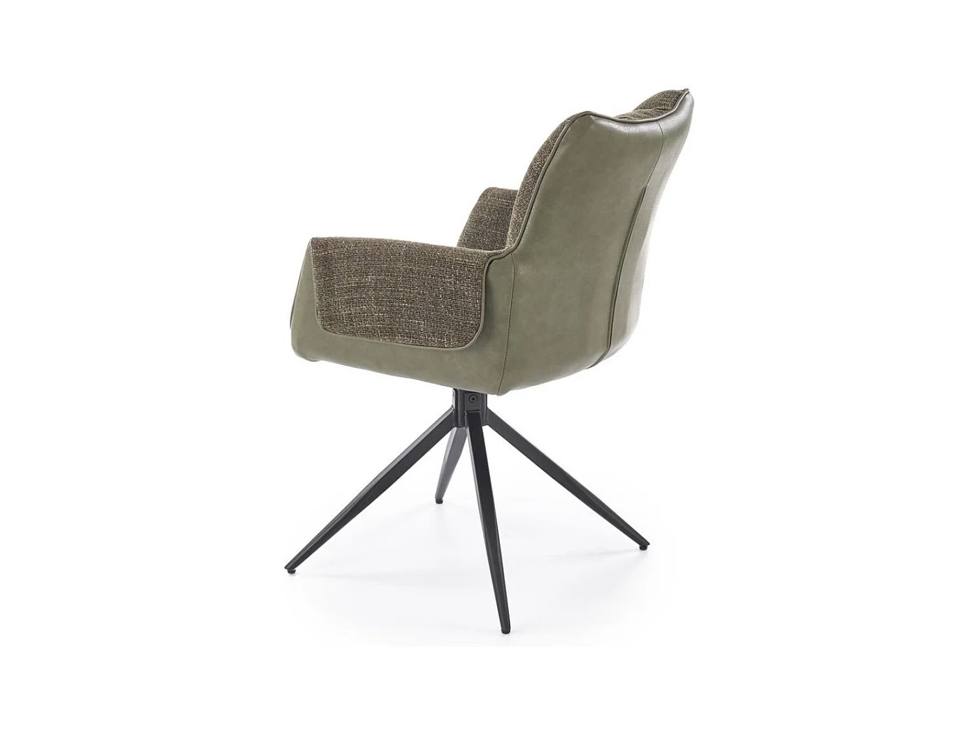 Silla giratoria verde oliva, tela y ecopiel, base de metal de 4 radios LUDMILA