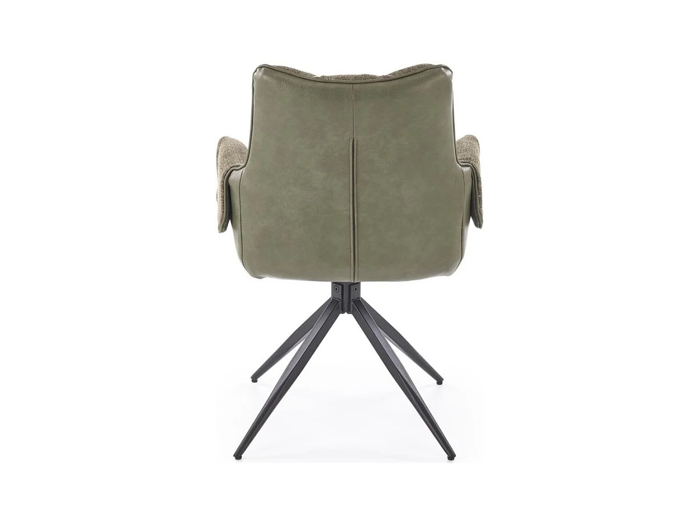 Silla giratoria verde oliva, tela y ecopiel, base de metal de 4 radios LUDMILA