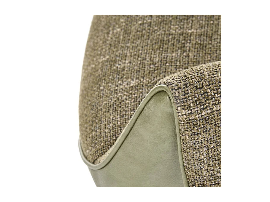 Silla giratoria verde oliva, tela y ecopiel, base de metal de 4 radios LUDMILA