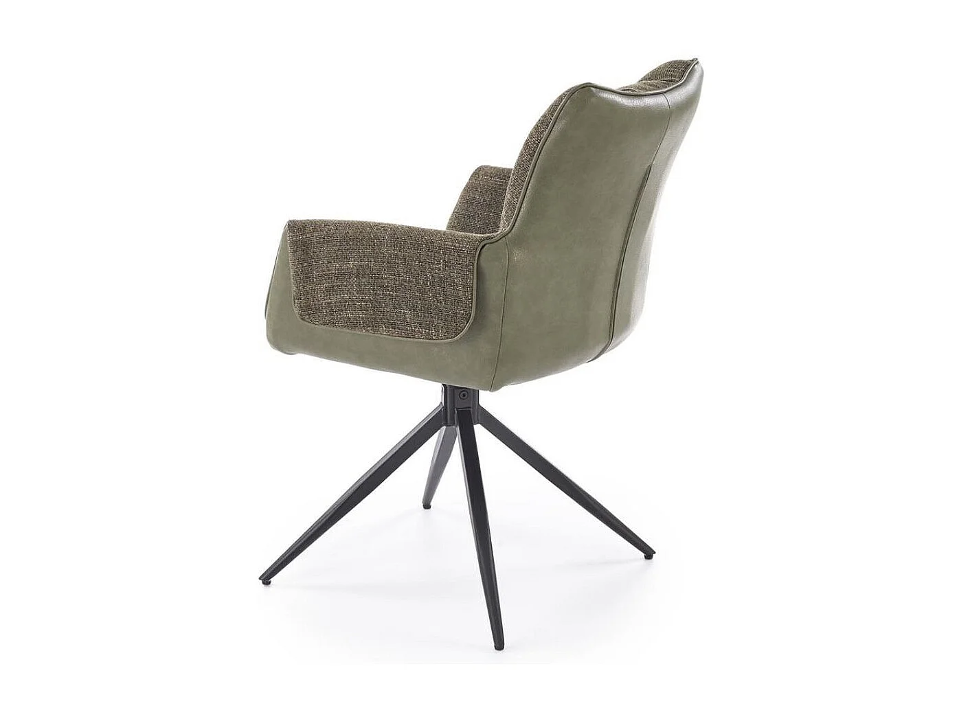 Chaise pivotante vert olive, tissu & éco-cuir, pied métal 4 branches LUDMILA