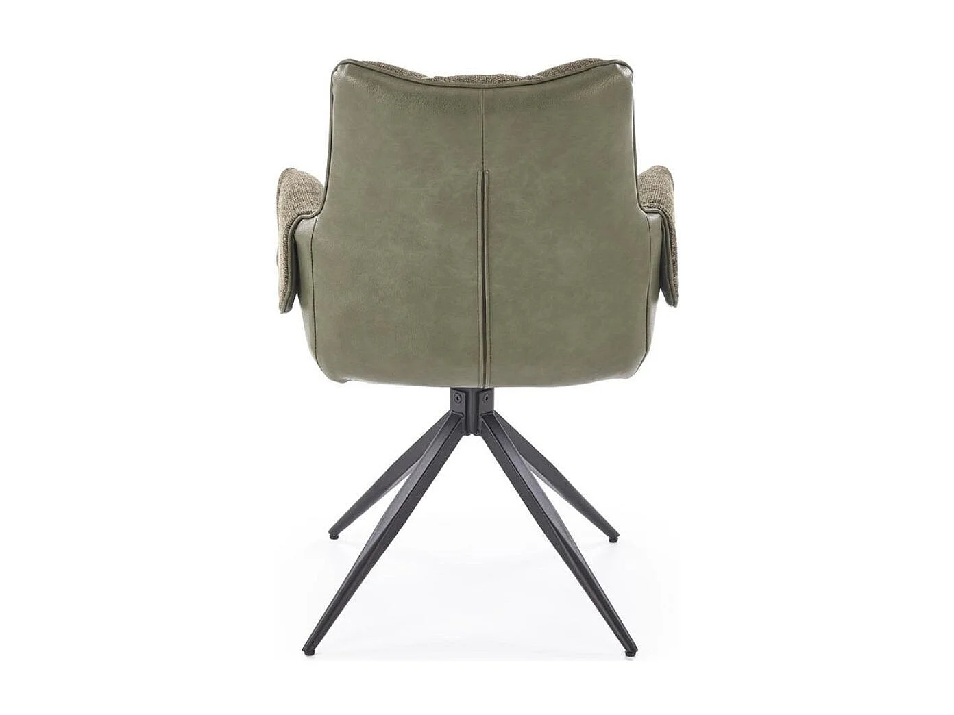Chaise pivotante vert olive, tissu & éco-cuir, pied métal 4 branches LUDMILA