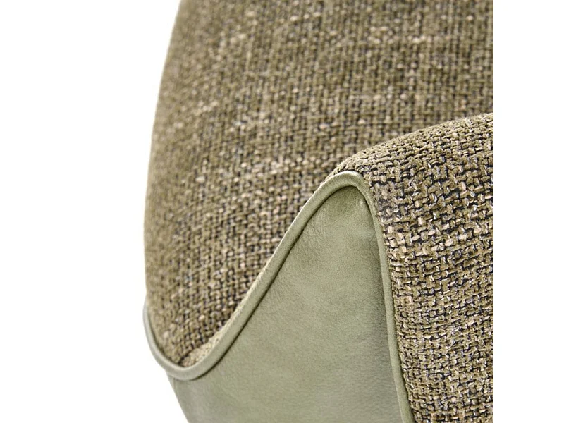 Chaise pivotante vert olive, tissu & éco-cuir, pied métal 4 branches LUDMILA