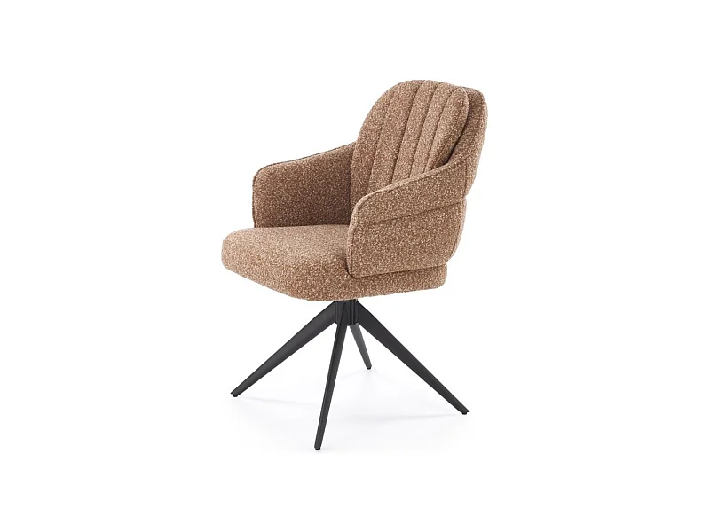 Chaise pivotante cannelle en tissu avec pieds en métal Lana