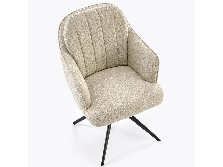 Chaise beige pivotante design en tissu avec pieds en métal Lana