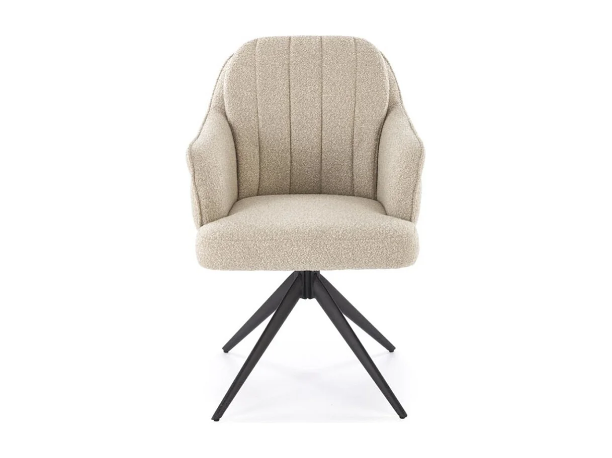 Chaise beige pivotante design en tissu avec pieds en métal Lana