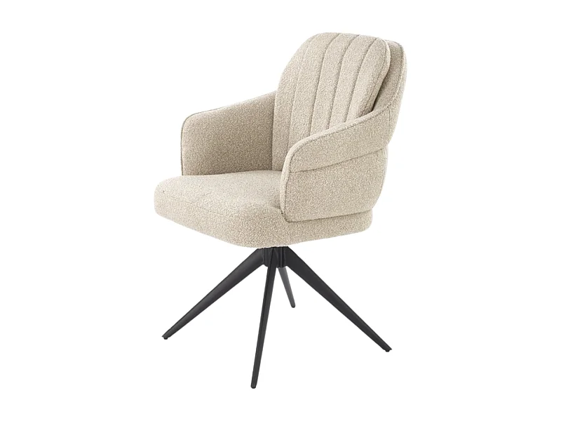 Chaise beige pivotante design en tissu avec pieds en métal Lana