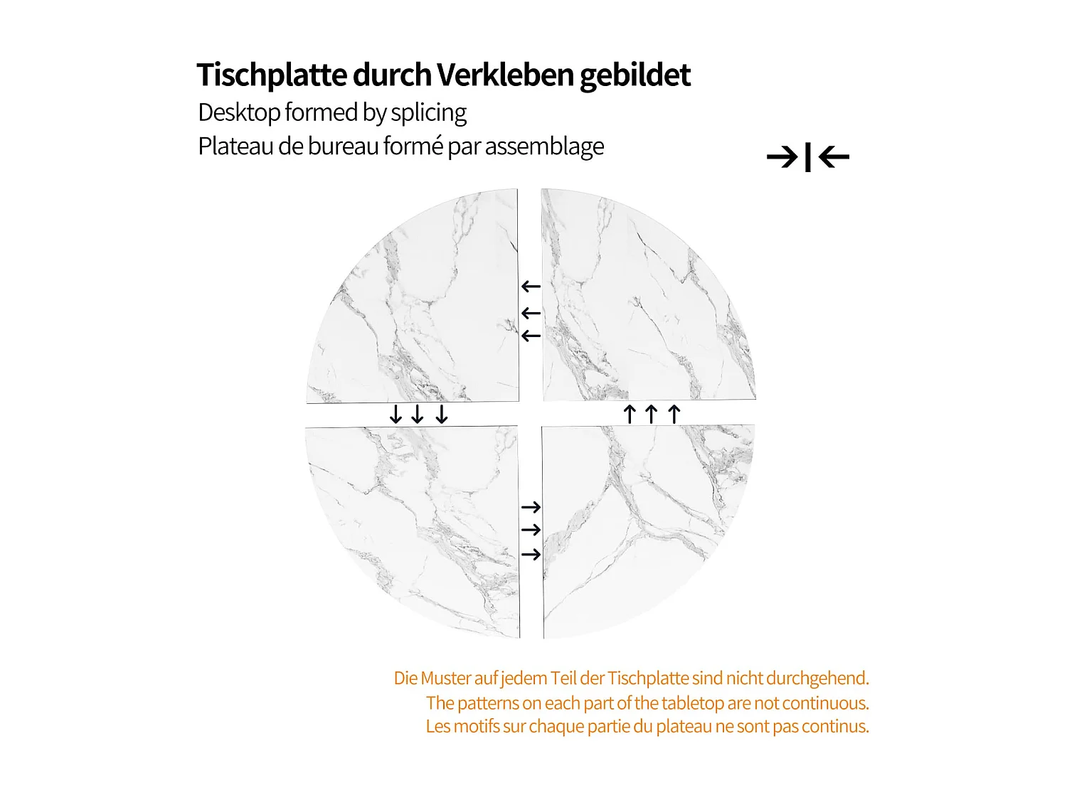 Runder Esstisch (Gold) Küchentisch Frühstückstisch Metallbeine Marmormuster
