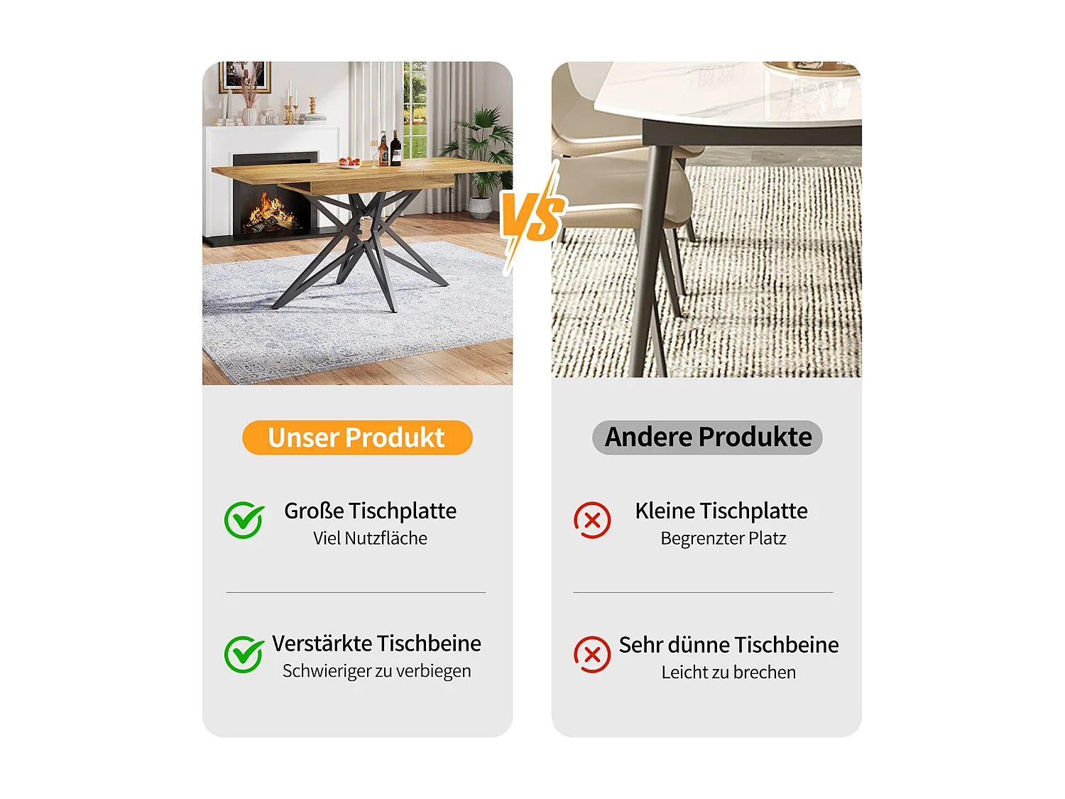 Ausziehbarer Esstisch 120(160)x80cm, ausziehbarer Küchentisch, Frühstückstisch, sternförmige Tischbeine,Tischplatte aus Marmorimitat