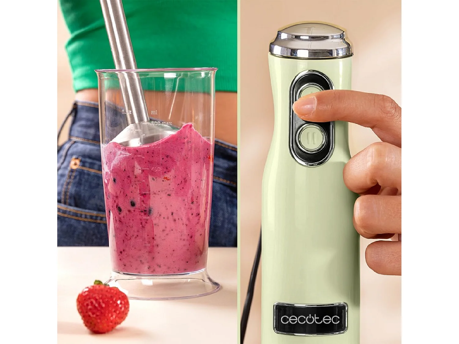 Batidora de mano Power RetroGreen 1200MAX Cream&Crush