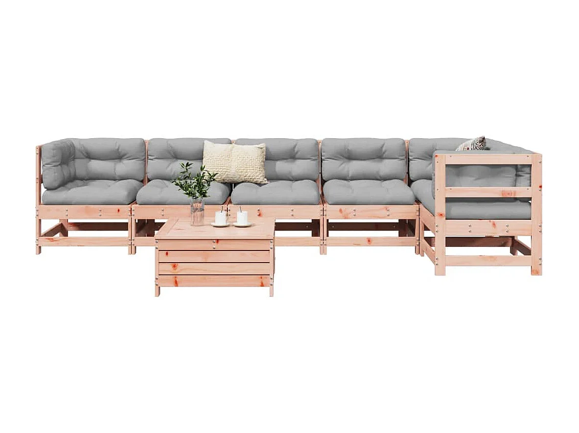 Set Divani da Giardino 7 pz in Legno Massello Abete Douglas