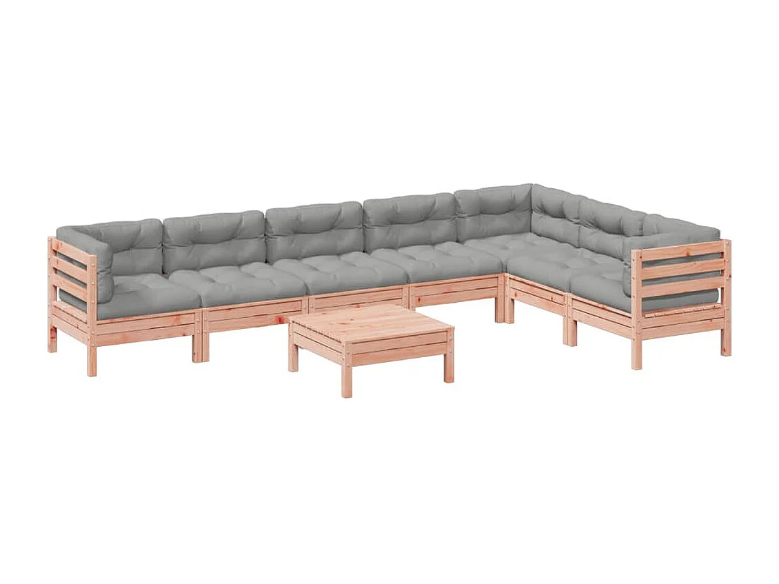 Set Divani da Giardino 8 pz con Cuscini Massello Abete Douglas