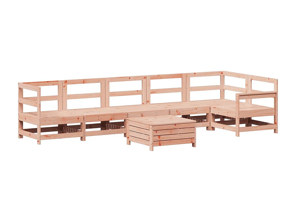 Set Divani da Giardino 7 pz in Legno Massello Abete Douglas